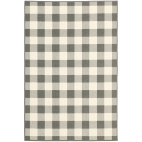 5' X 8' Gray and Ivory Indoor Outdoor Area Rug