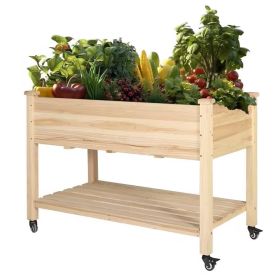 Outdoor Wood Raised Garden Bed Planter Box (Option: on Wheels 46-inch x 22-inch)