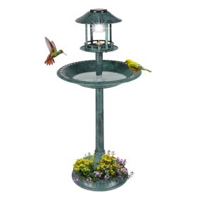 Outdoor Garden Birdbath (Color: Green Copper Patina Finish)