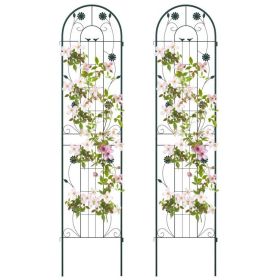 2 Pack - 7-ft Galvanized Steel Garden Trellis (Color: Green Metal Finish)