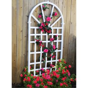 77-inch Outdoor Vinyl Lattice Garden Trellis with Arched Top (Color: White)