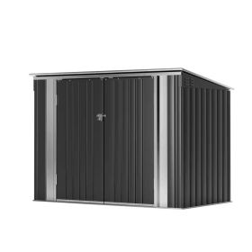 Outdoor Black Galvanized Steel Garbage Bin Storage Shed (Option: Holds 2 Garbage Bins)