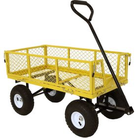 Heavy Duty Wheelbarrow Steel Log Garden Cart (Color: Yellow)