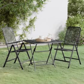 3 Piece Patio Dining Set Expanded Metal Mesh Anthracite (Color: Anthracite)